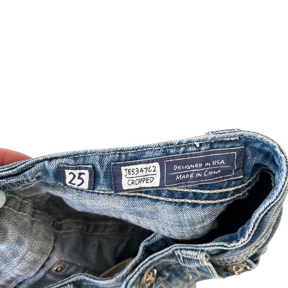 Miss Me Jeans for Buckle Butterfly Fleur de Lis Rhinestone Denim Women Sz 25 Y2K - Picture 6 of 12